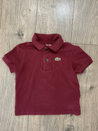 Lacoste Classic Pique Polo Shirt Maroon Short Sleeve Polo Shirt Boys 2 Years