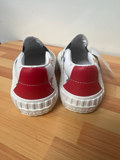 Genuine Burberry Children White Multi Color Slip On Shoes size 24/US 8 NEW