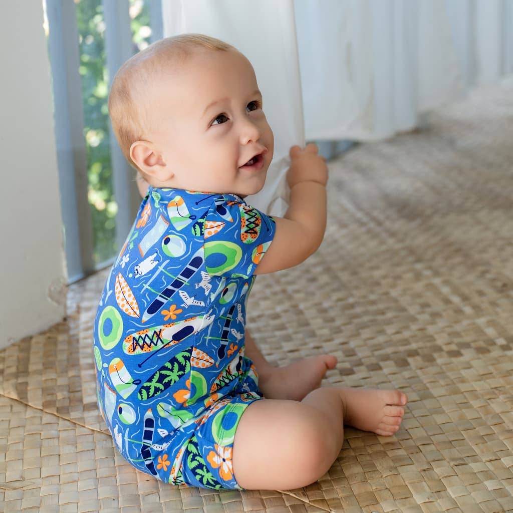 Beach Day Shortie Bamboo Romper: 0-6M