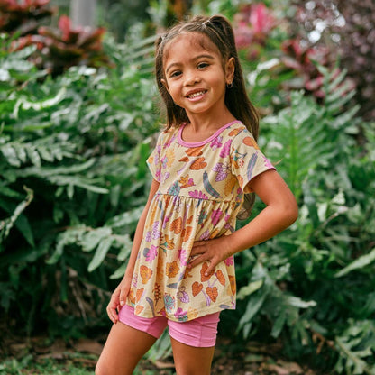 Roots & Blooms Short Sleeve Top and Shorts Set: 12-18M