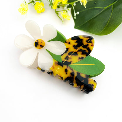 White Daisy Hair Claw Clip