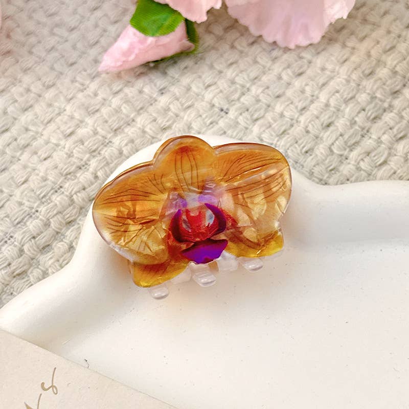 Bauhinia - Inspired Acetate Flower Hair Clips for Summer: Champagne