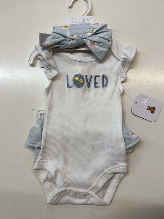 New Loved 3pc Outfit, 0-3m