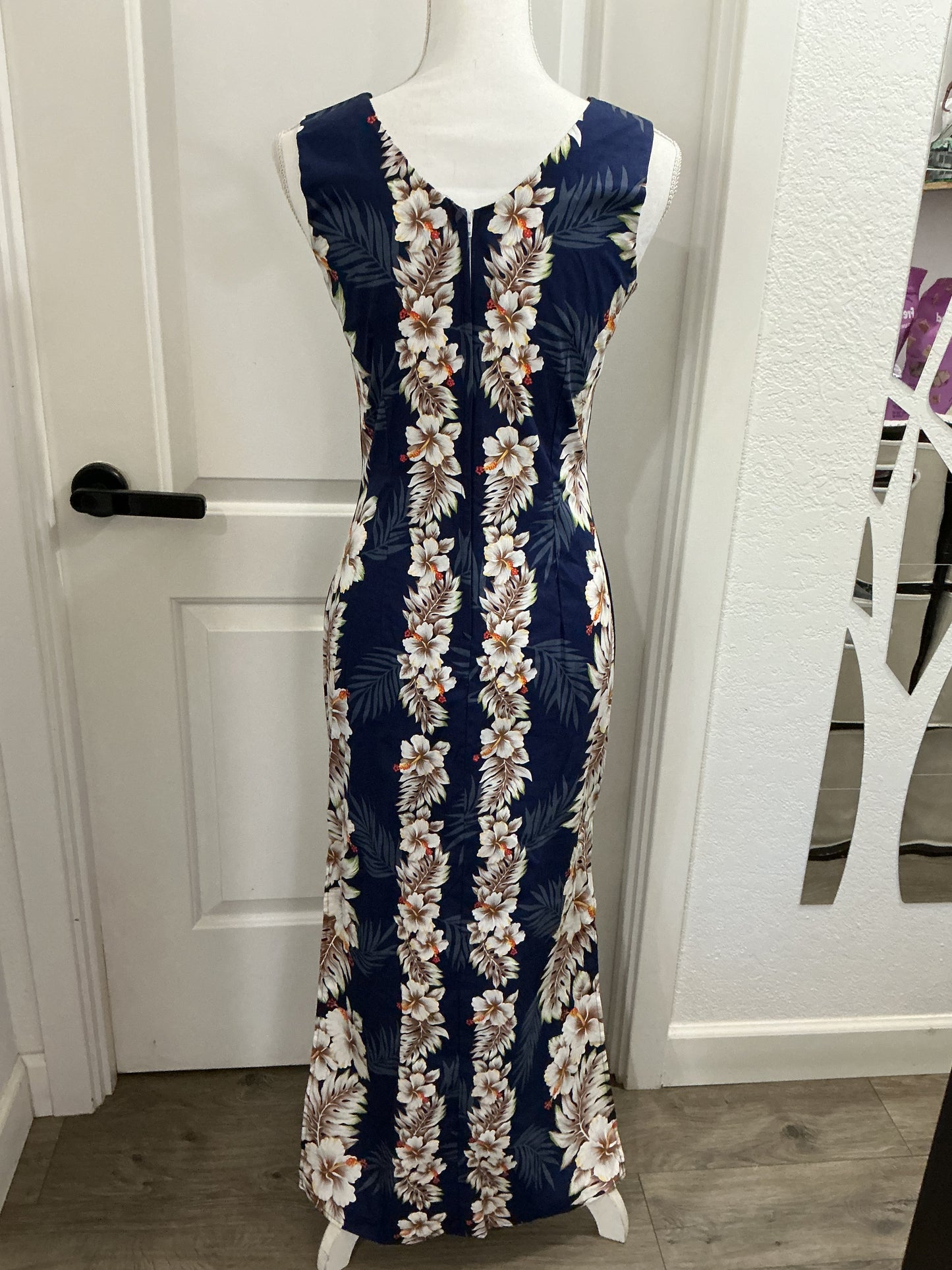 NWOT KY’s Hawaii Vintage Hawaiian Navy Blue Dress, Size Small