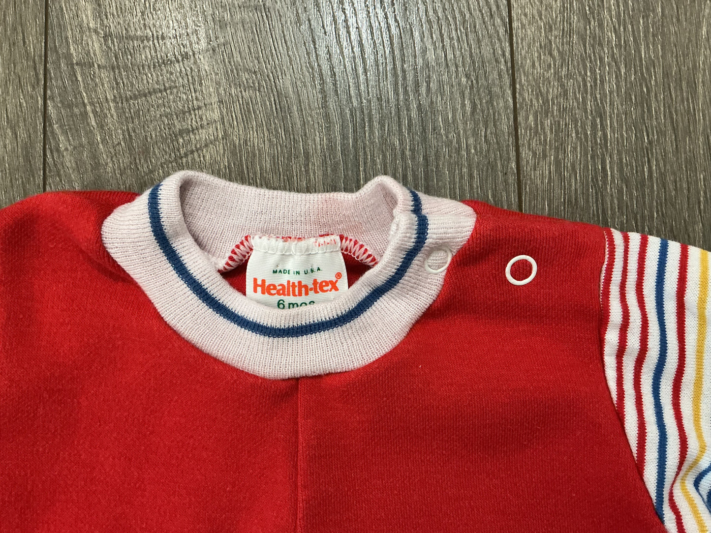 Healthtex Romper Size 6mo Red Textured Knit Airplane Vintage