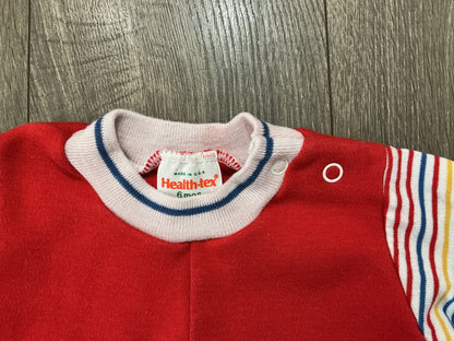Healthtex Romper Size 6mo Red Textured Knit Airplane Vintage