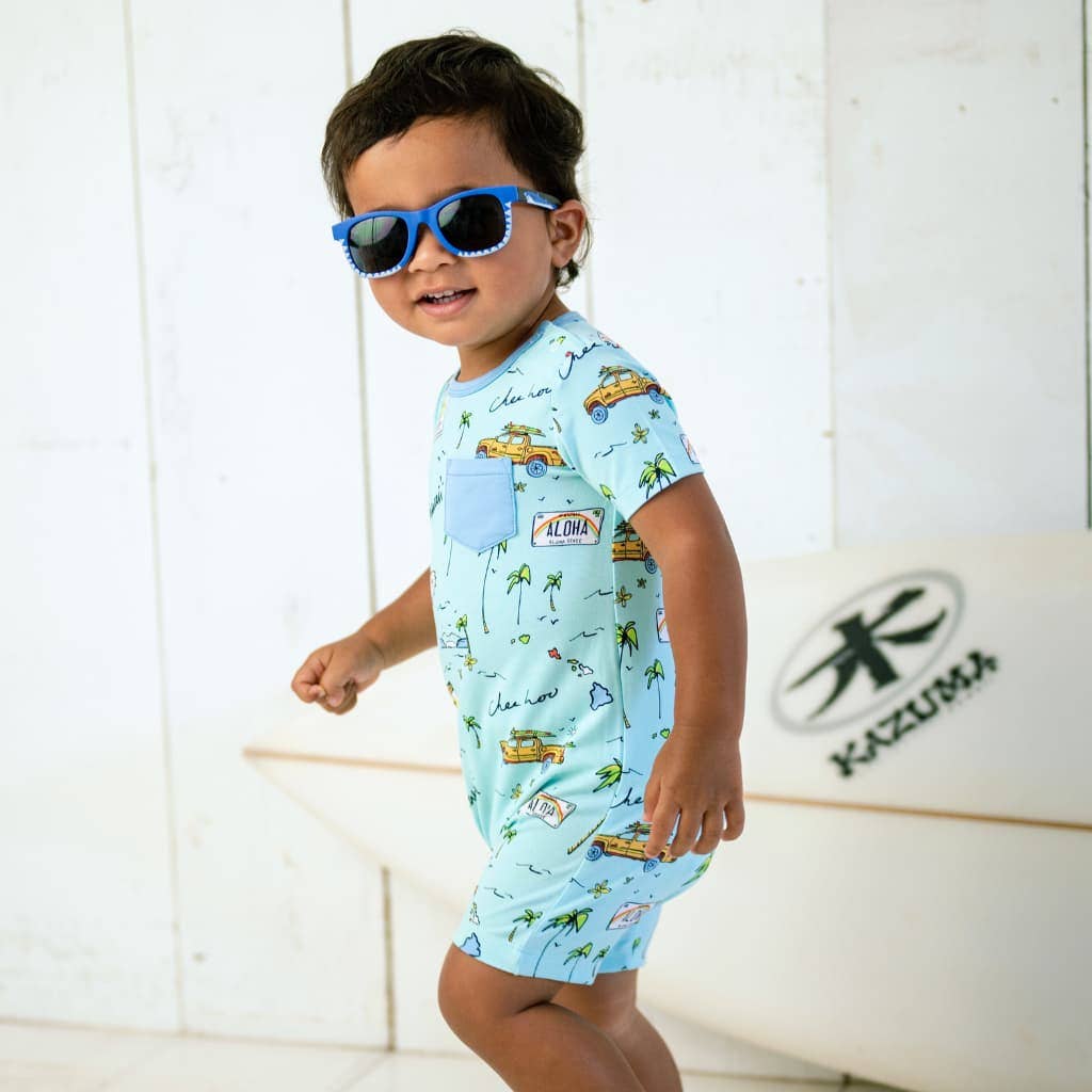 We Go Holoholo Shortie Bamboo Romper: 0-6M