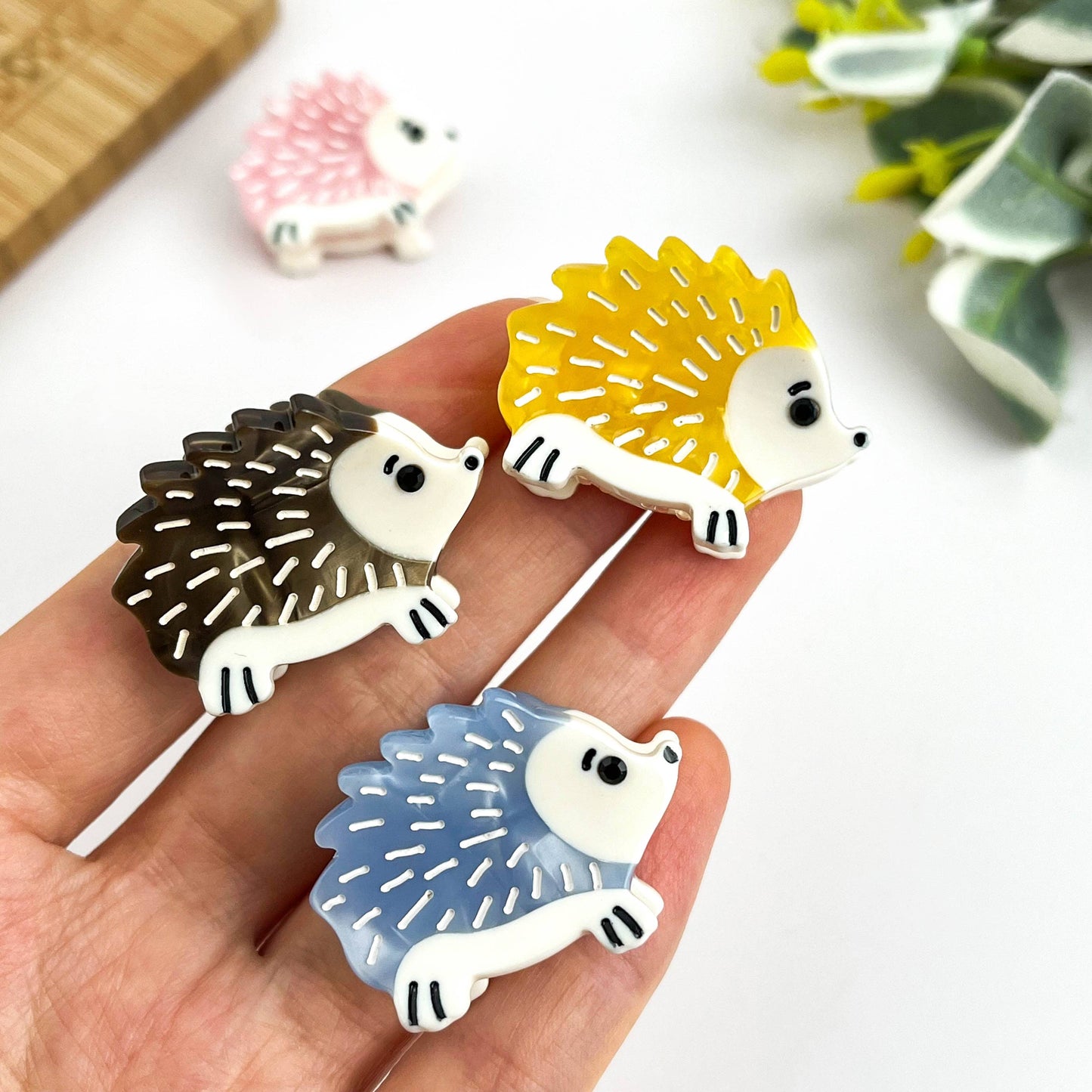 Mini Hedgehog Hair Claw Clip, Animal Hair Clip: Pink