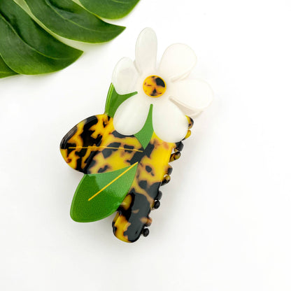 White Daisy Hair Claw Clip