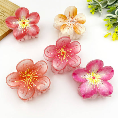 Sweet Plum Blossom Hair Claw Clip, Vacation Hair Clip: Red