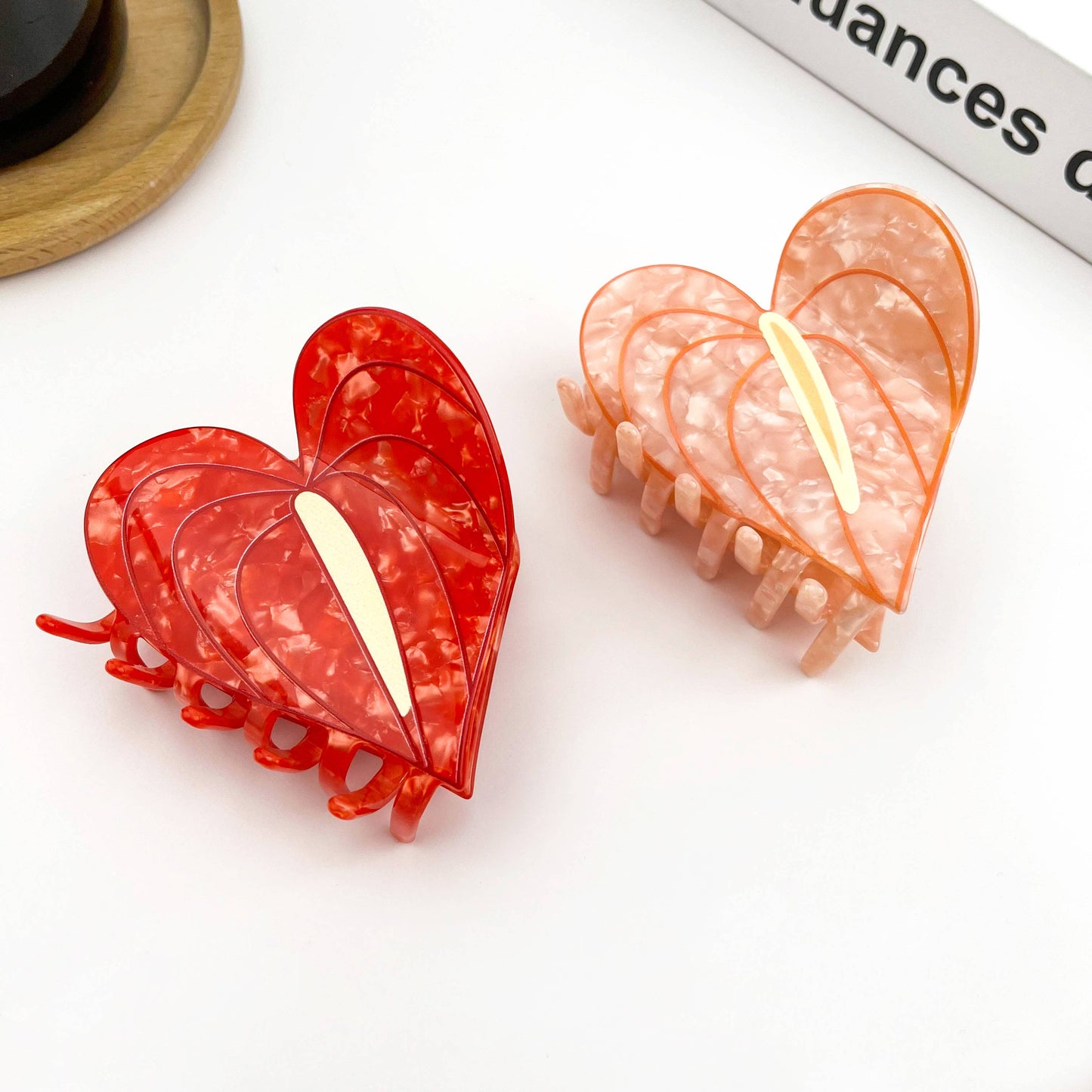 Anthurium Leaf Hair Claw Clip, Acetate Hair Clip: Pink
