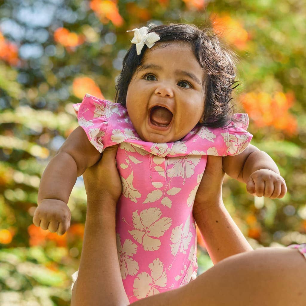 Salina Bamboo Flutter Sleeve Onesie: 0-6M