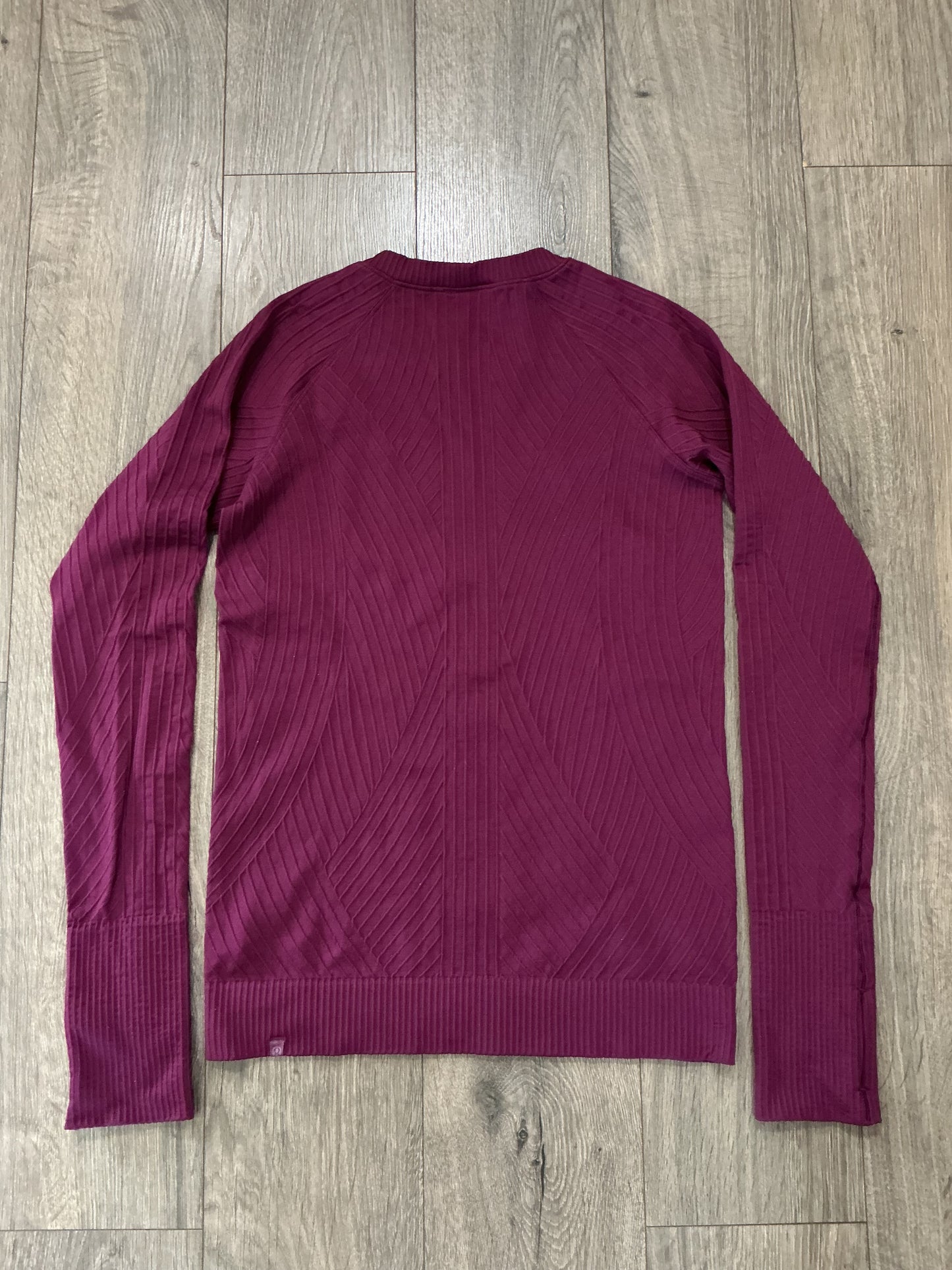 Lululemon Rest Less Shirt Burgundy Ribbed Stretch Raglan Sleeve Women’s small