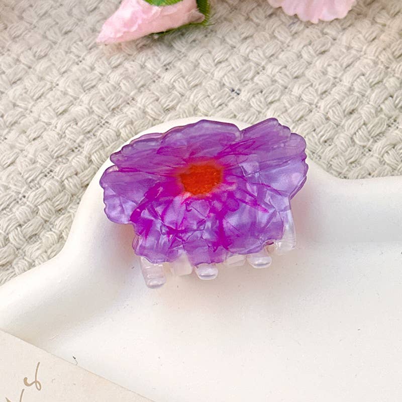Bauhinia - Inspired Acetate Flower Hair Clips for Summer: Colorful-Purple