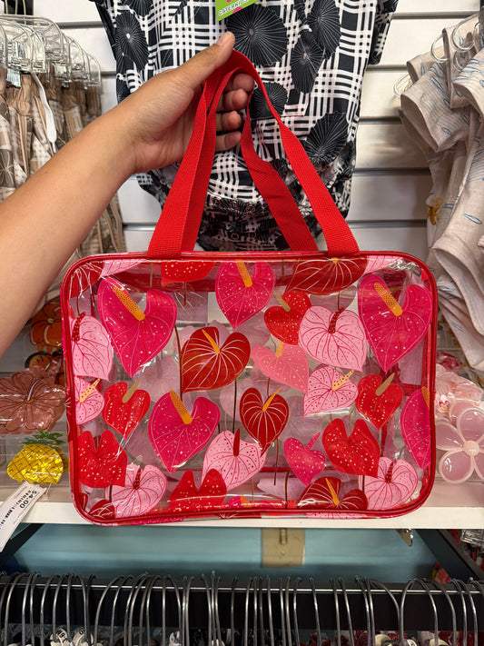 12” Clear Zip Bag, Anthurium