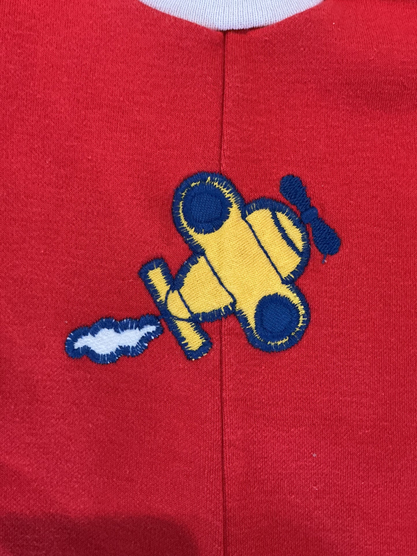 Healthtex Romper Size 6mo Red Textured Knit Airplane Vintage