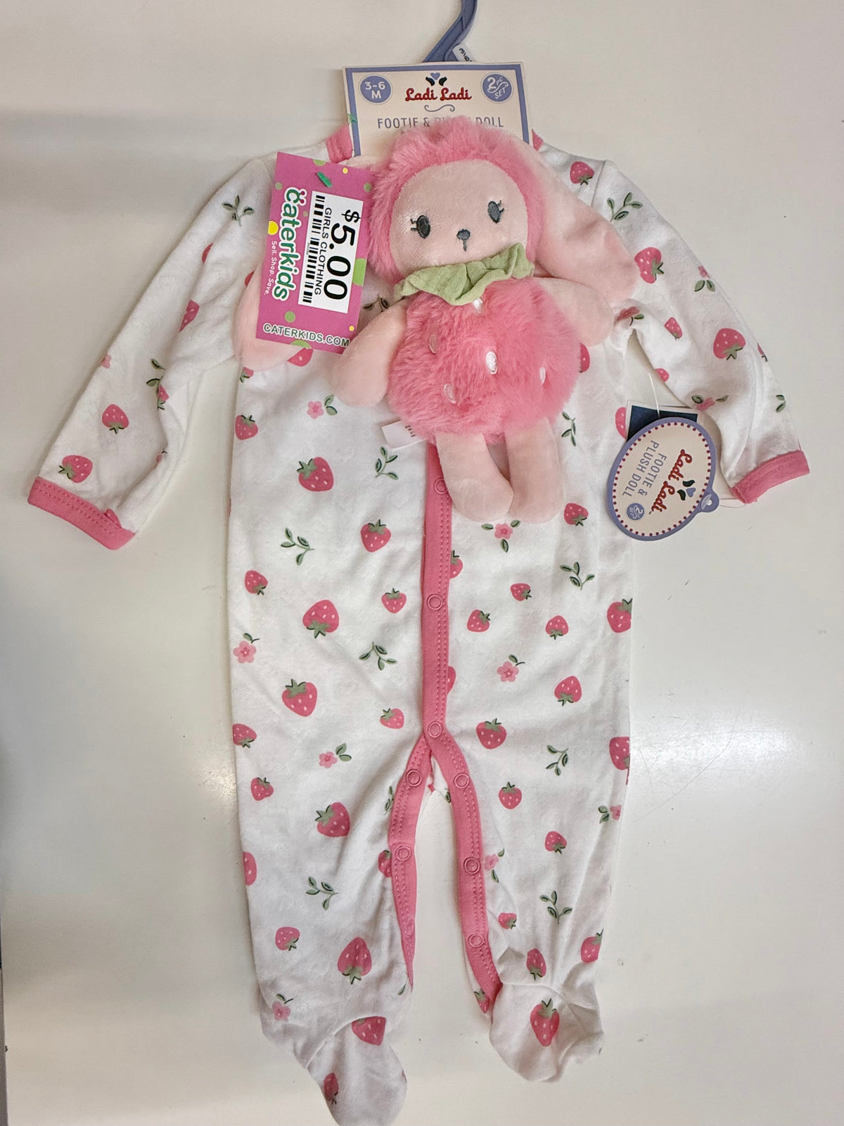 New Strawberry Coverall 2pc Set, 3-6m