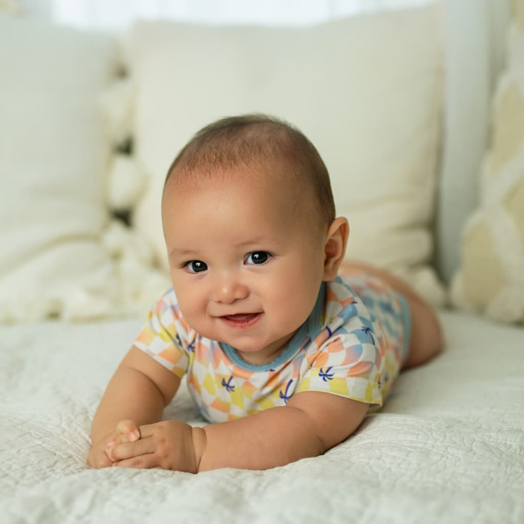 Sunset Checker Bamboo Onesie: 0-6M