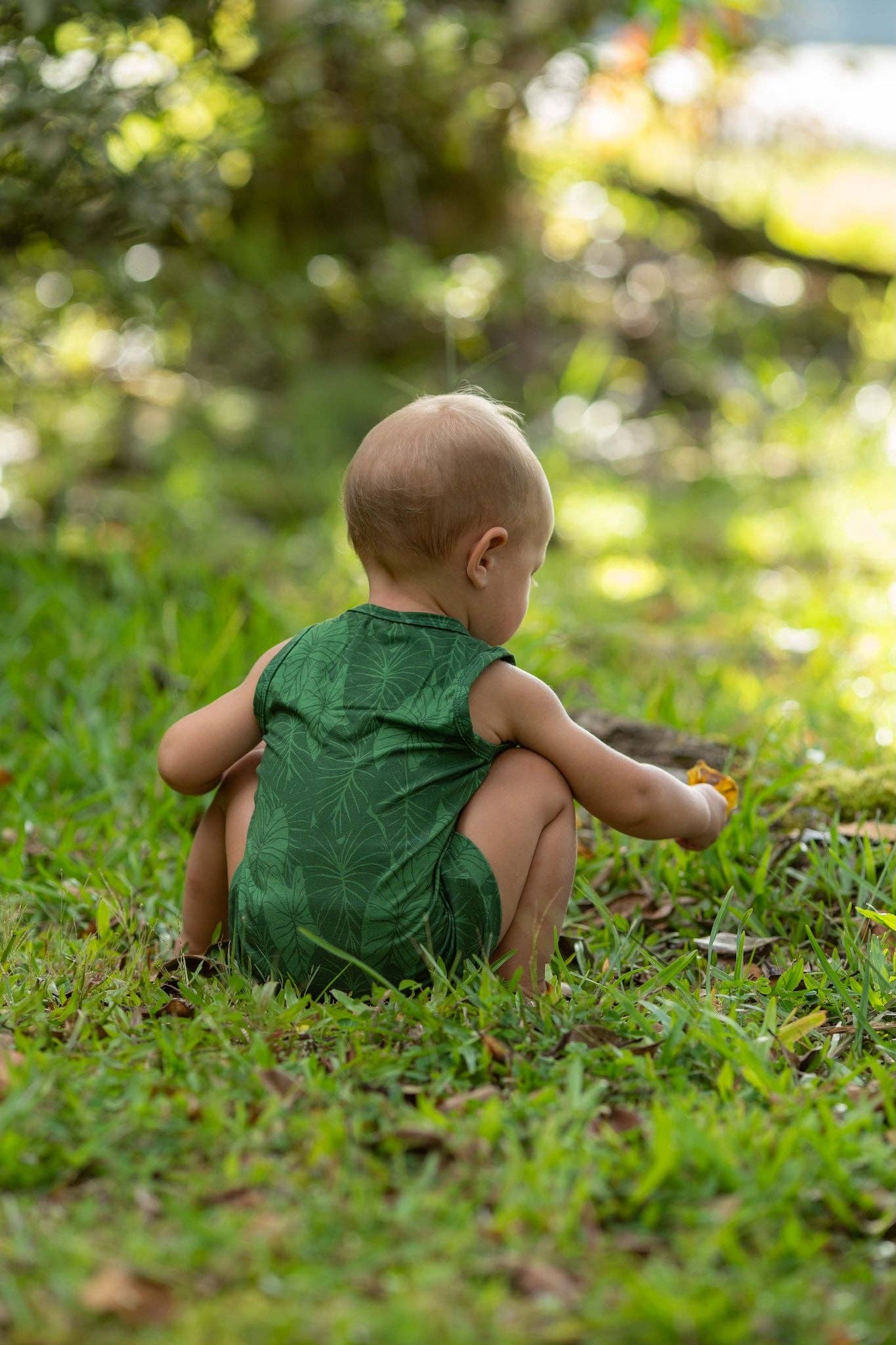 Green Loʻi Kalo Bamboo Tank Romper: 18-24mo