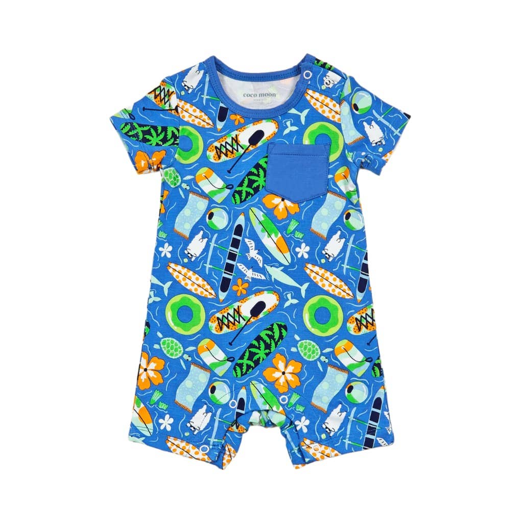 Beach Day Shortie Bamboo Romper: 12-18M