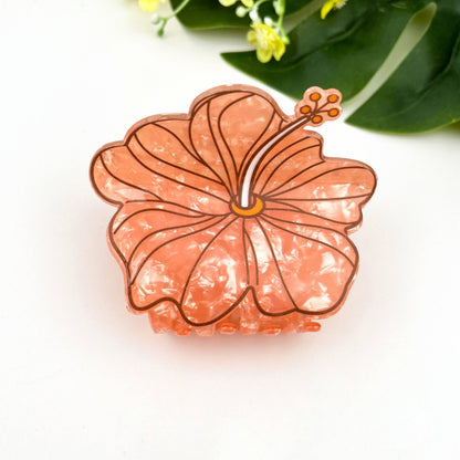Red Floral Acetate Hair Claw Clip: Red
