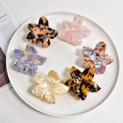 Tortoise & Marbled Plumeria Flower Acetate Hair Claw Clip: BlackBrown
