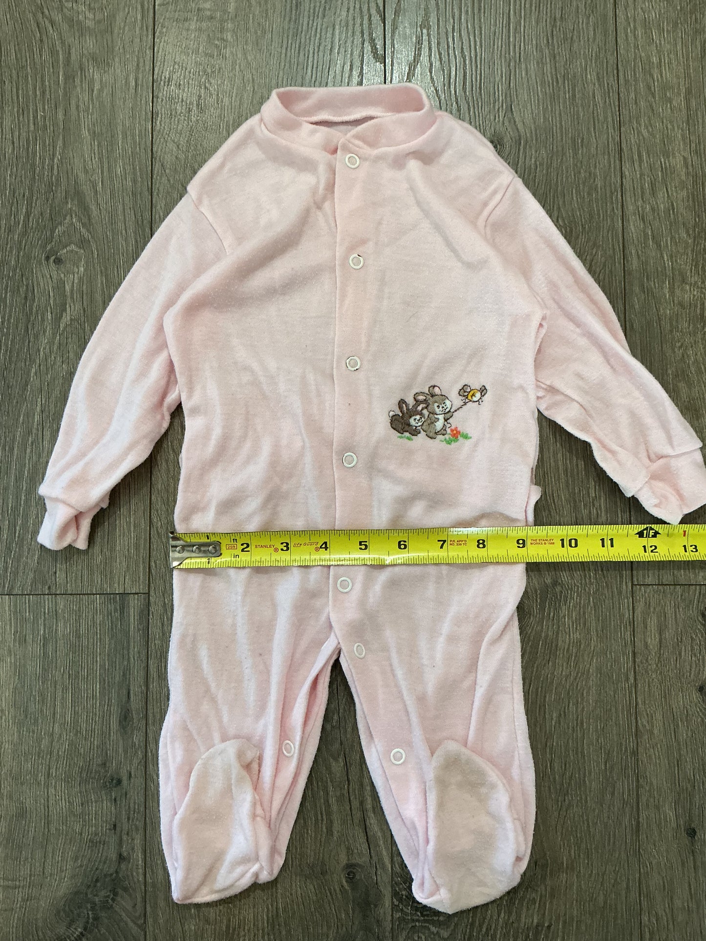 Little Me Pink bunny Footie Infant Girls Size XL Pre-owned one-piece