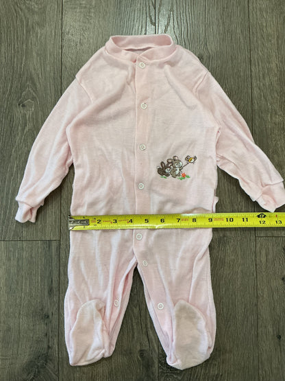 Little Me Pink bunny Footie Infant Girls Size XL Pre-owned one-piece