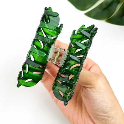 Palm Leaf Hair Claw Clip: Green