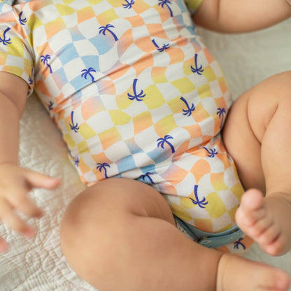 Sunset Checker Bamboo Onesie: 0-6M