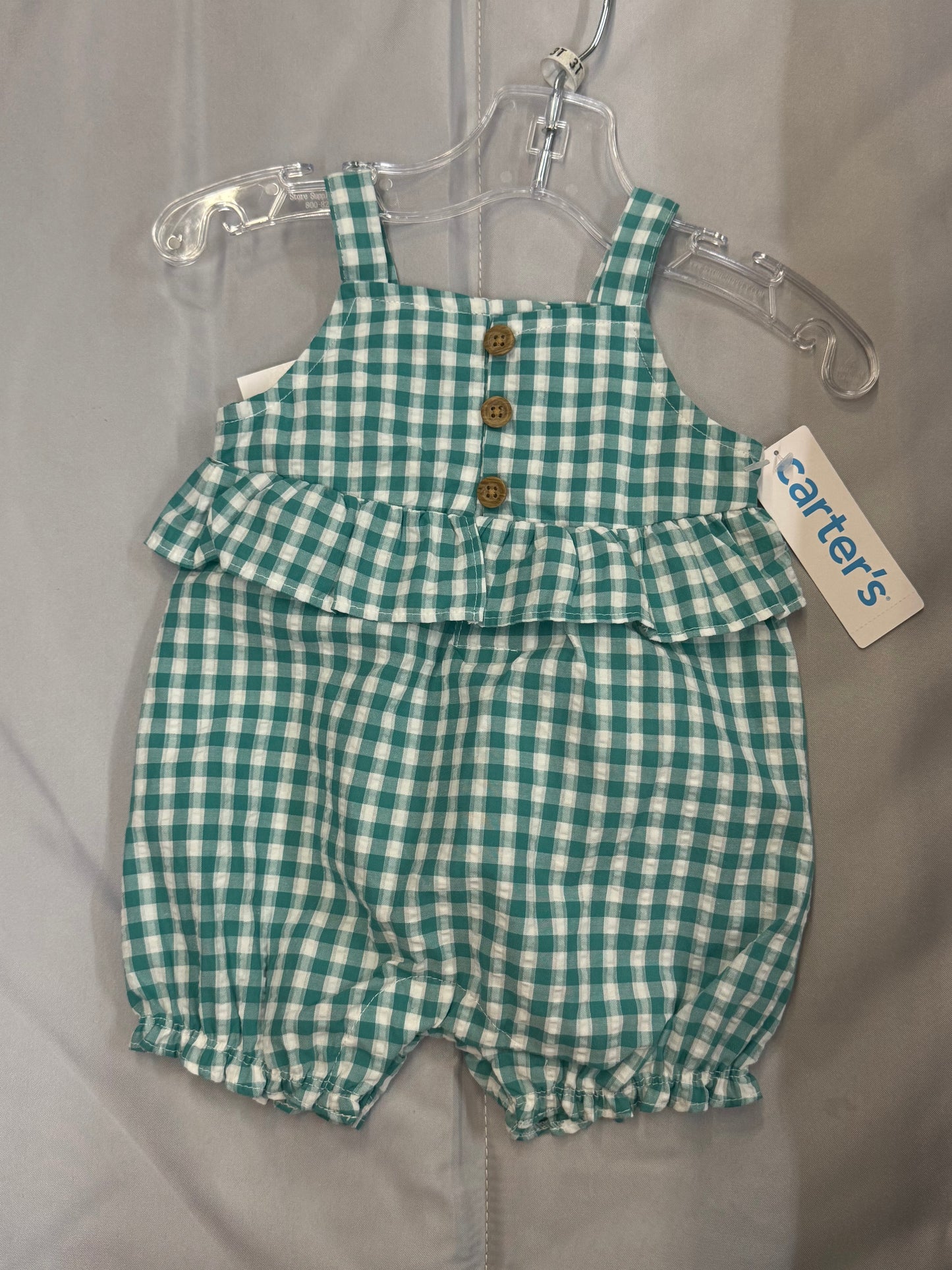 New Teal Gingham Outfit, 3m