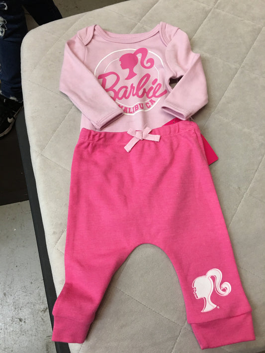 New Barbie 2 Sleeve Long Sleeve Set,0-3M