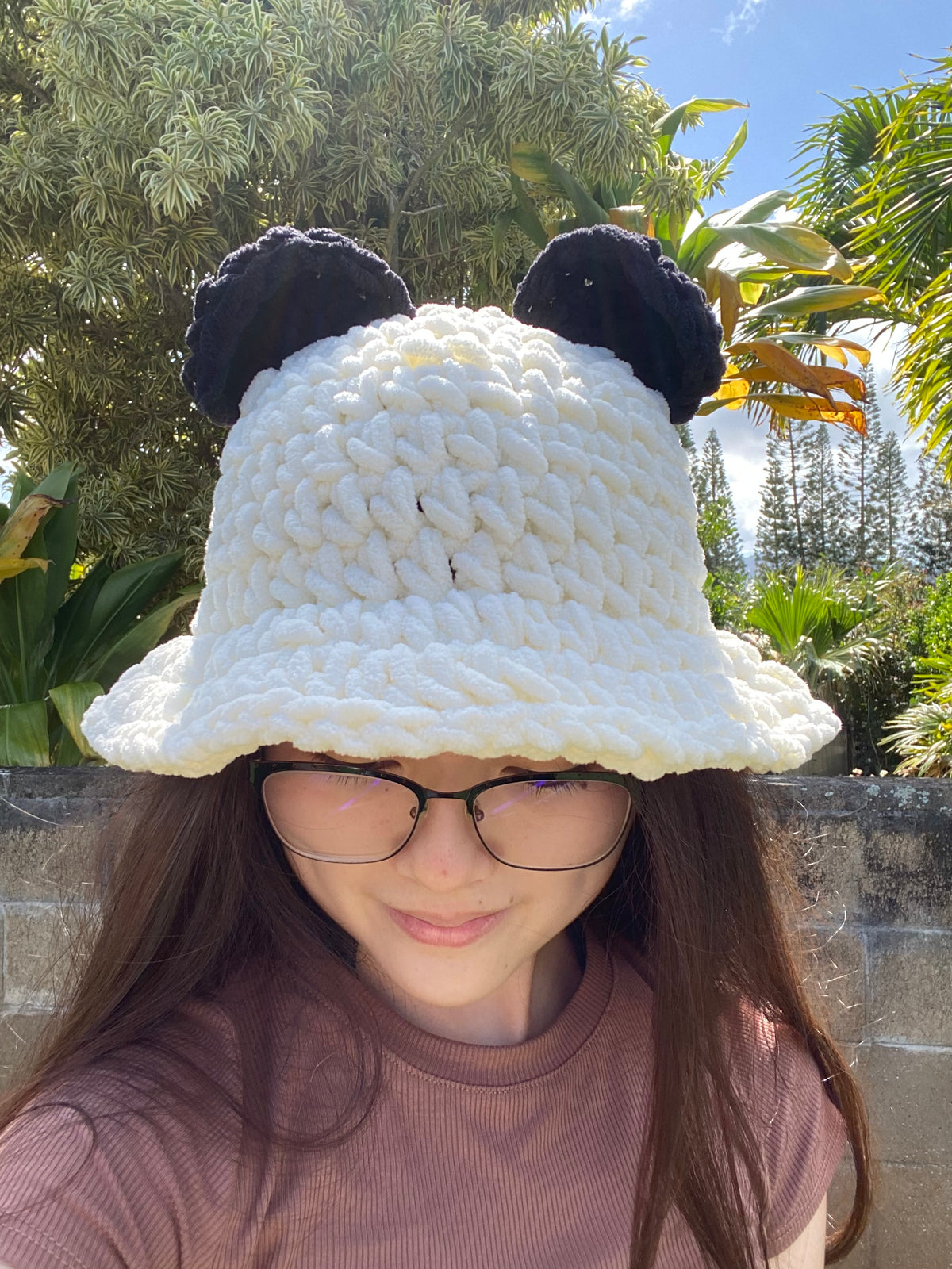 Crochet Bucket Hat, Panda