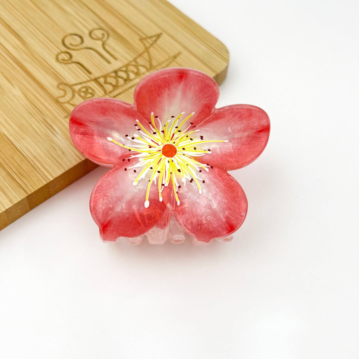 Sweet Plum Blossom Hair Claw Clip, Vacation Hair Clip: Red