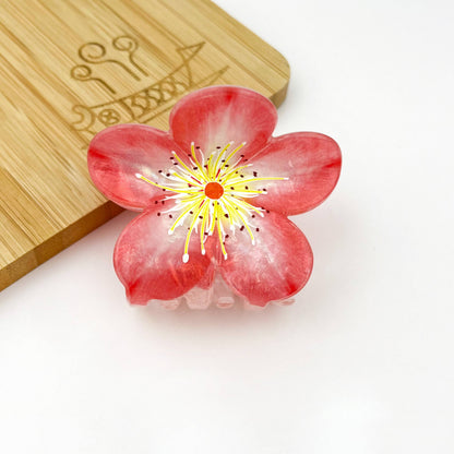 Sweet Plum Blossom Hair Claw Clip, Vacation Hair Clip: Red