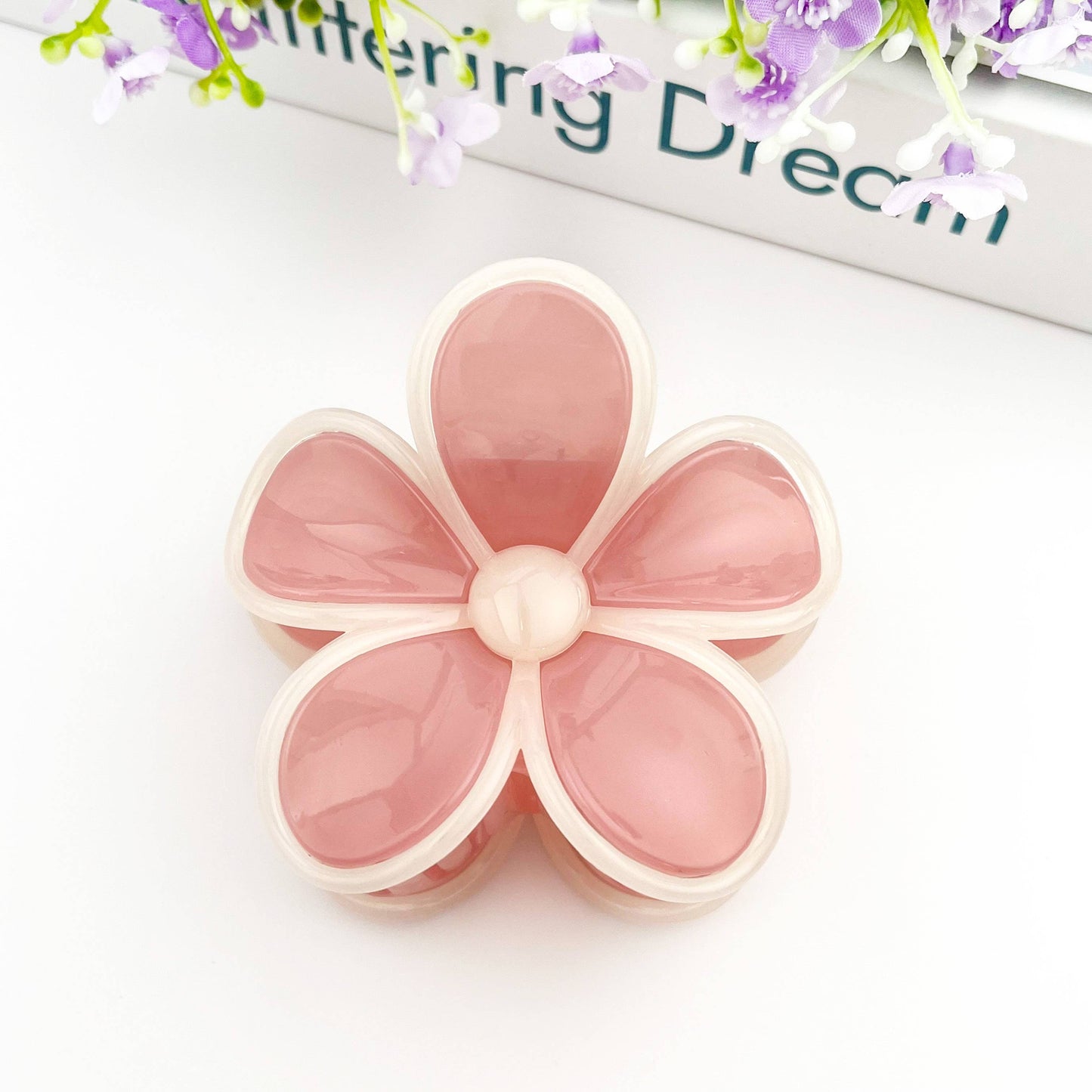 Pink Flower Claw Clip