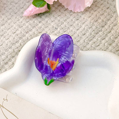 Bauhinia - Inspired Acetate Flower Hair Clips for Summer: Colorful-Purple