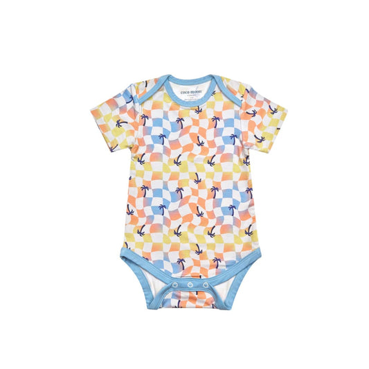 Sunset Checker Bamboo Onesie: 0-6M