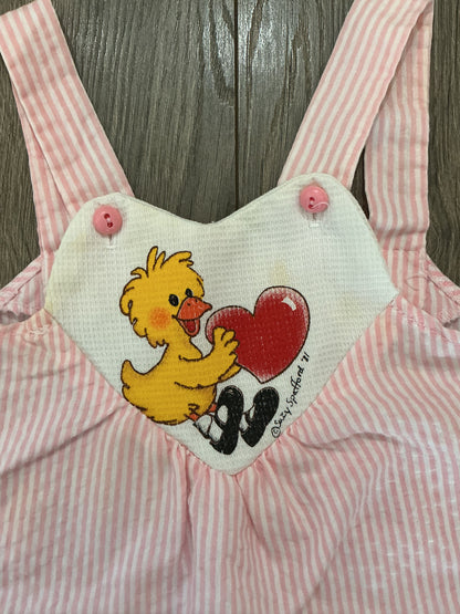 vintage Susie‘s zoo girls dress size 2T pink and white stripes heart￼￼￼