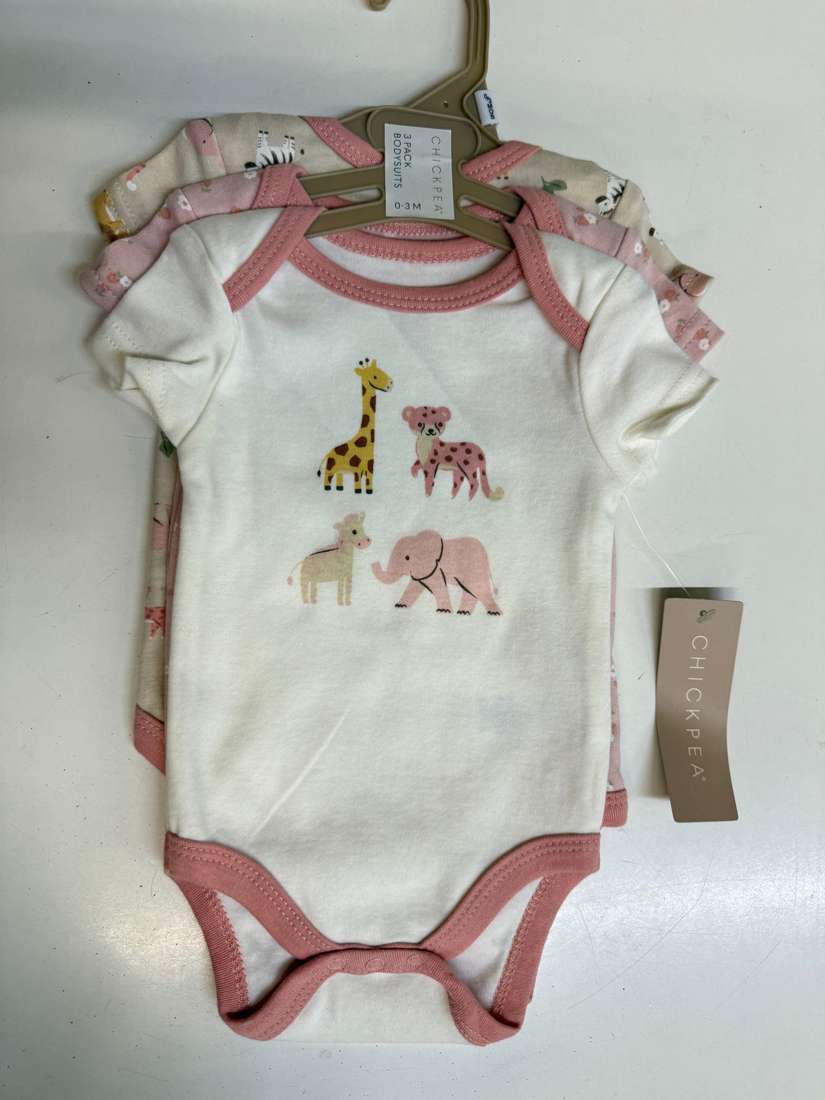 New Animal Bodysuits 3pk, 0-3m