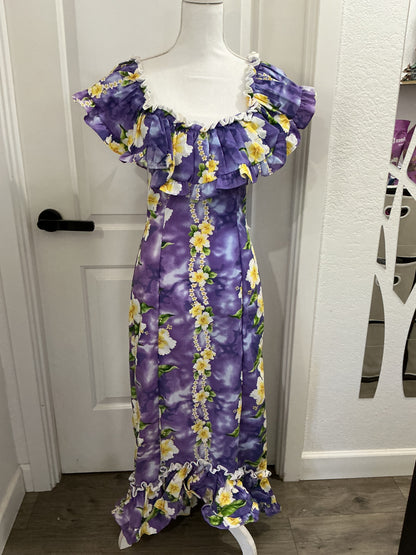 NWOT Ky’s Hawaii Vintage Hawaiian Ruffle Neckline Dress XS