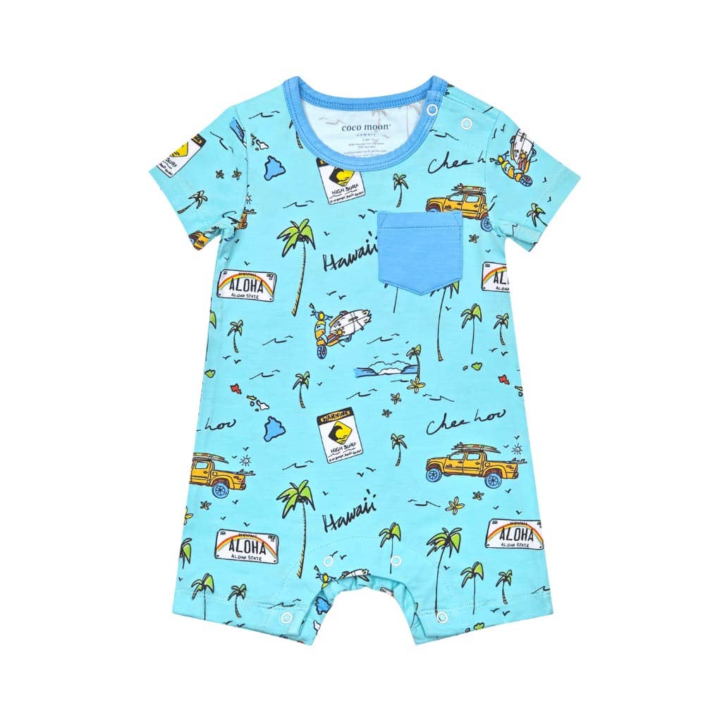 We Go Holoholo Shortie Bamboo Romper: 0-6M