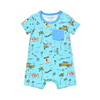 We Go Holoholo Shortie Bamboo Romper: 0-6M