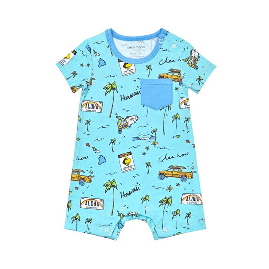We Go Holoholo Shortie Bamboo Romper: 0-6M