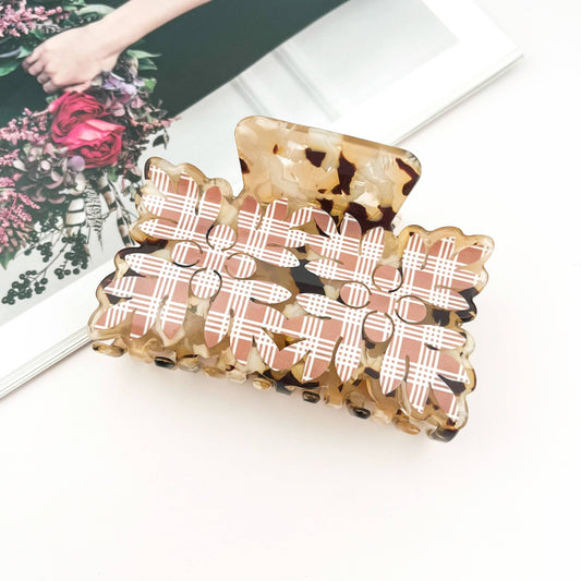 Palaka Quilt Double Claw Clip: Tortoise