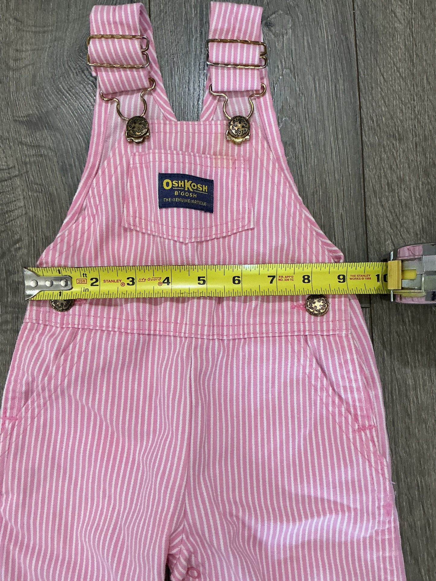 Vintage Oshkosh B'Gosh Vestbak Pink Stripe Bibs Overalls 12 Months rare