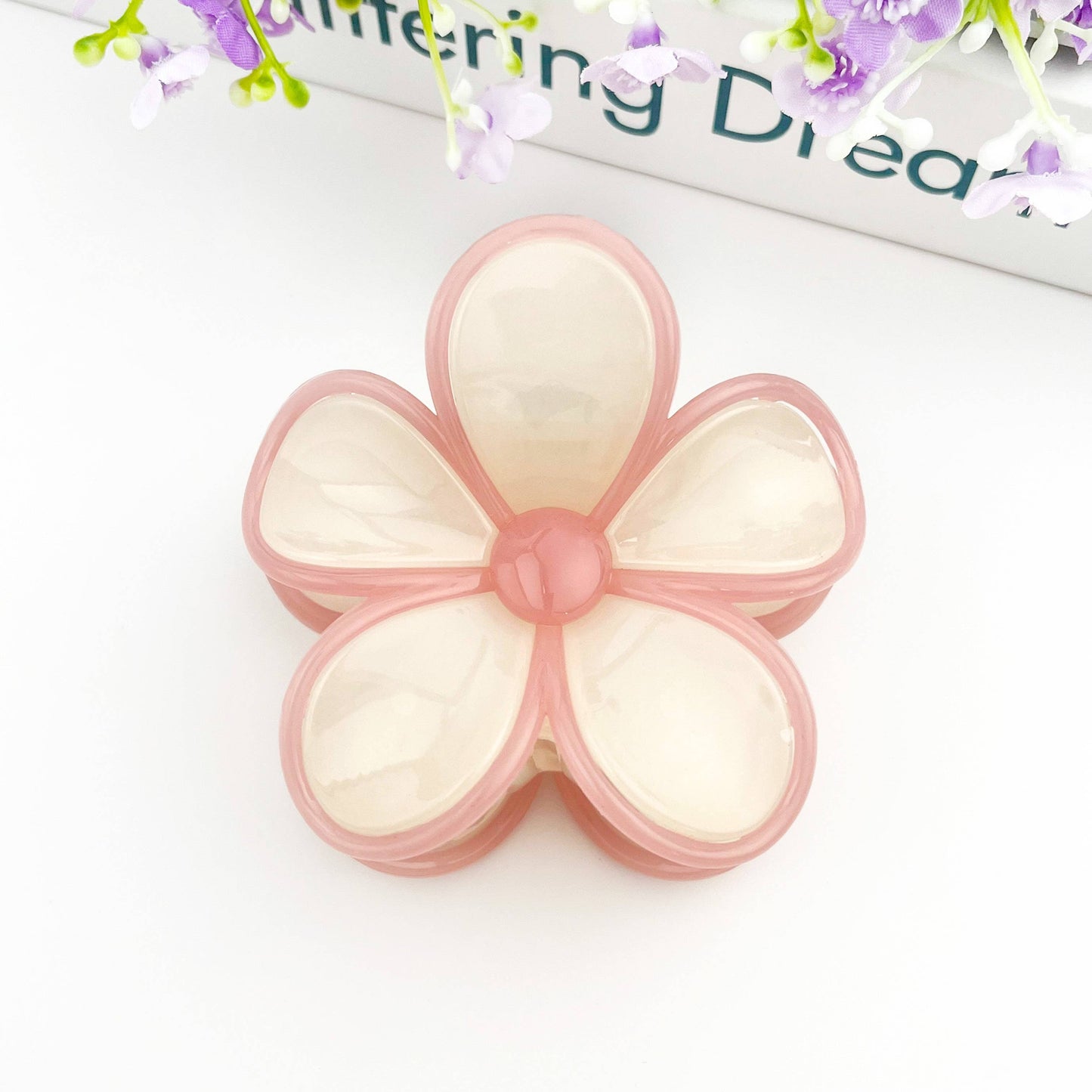 Flower Claw Clip, White