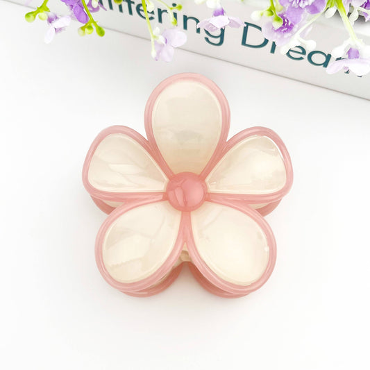 Flower Claw Clip, White
