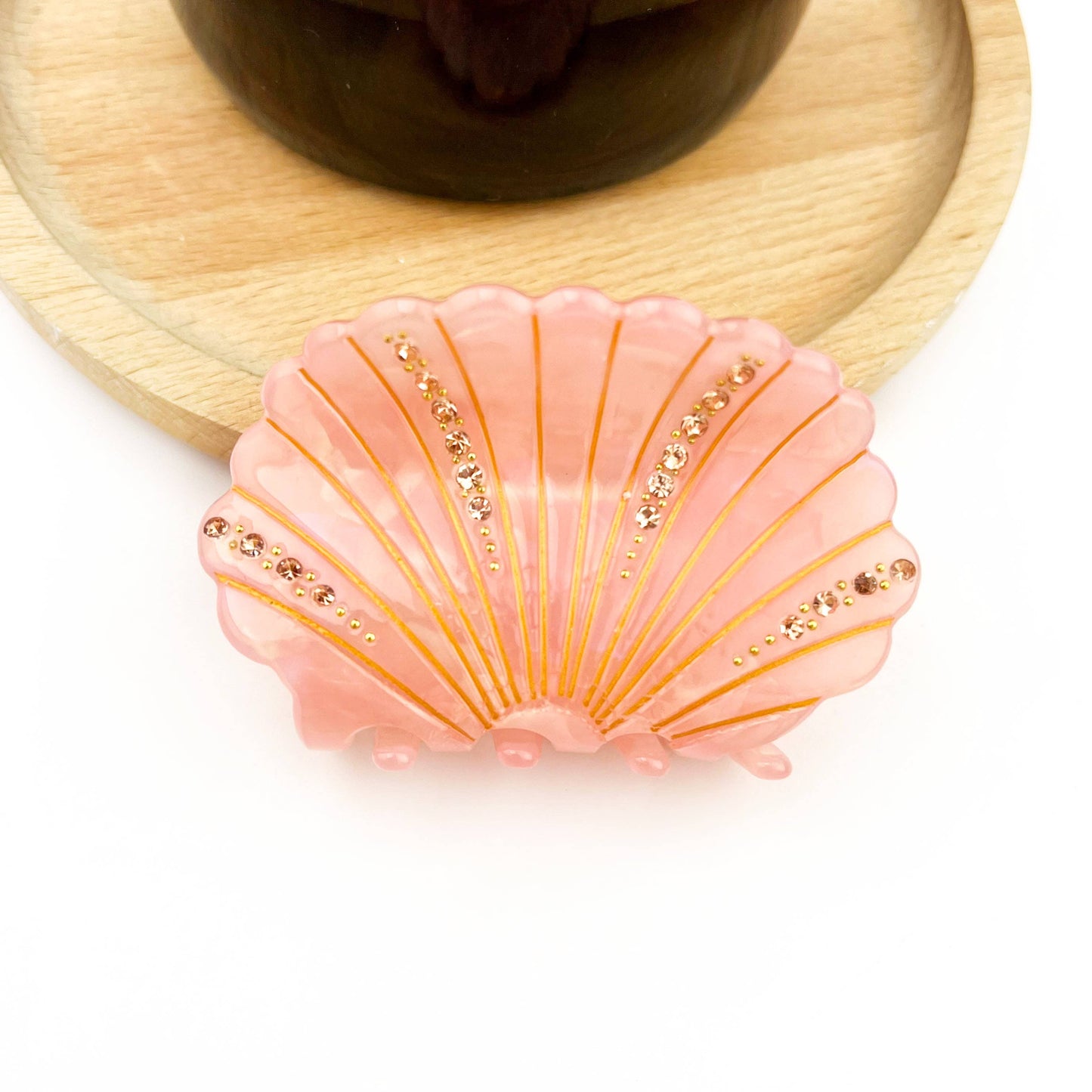 Crystal Shell Mini Claw Clip, Pink