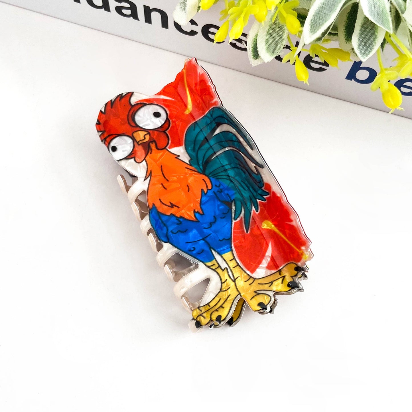 Funny Rooster Claw Clip, Acetate Festive Animal Hair Clip: Rooster